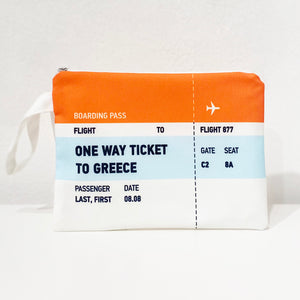 One way ticket to Greece clutch bag