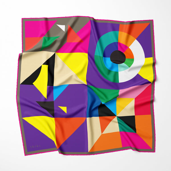Abstract Geometry silk scarf