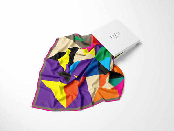 Abstract Geometry silk scarf