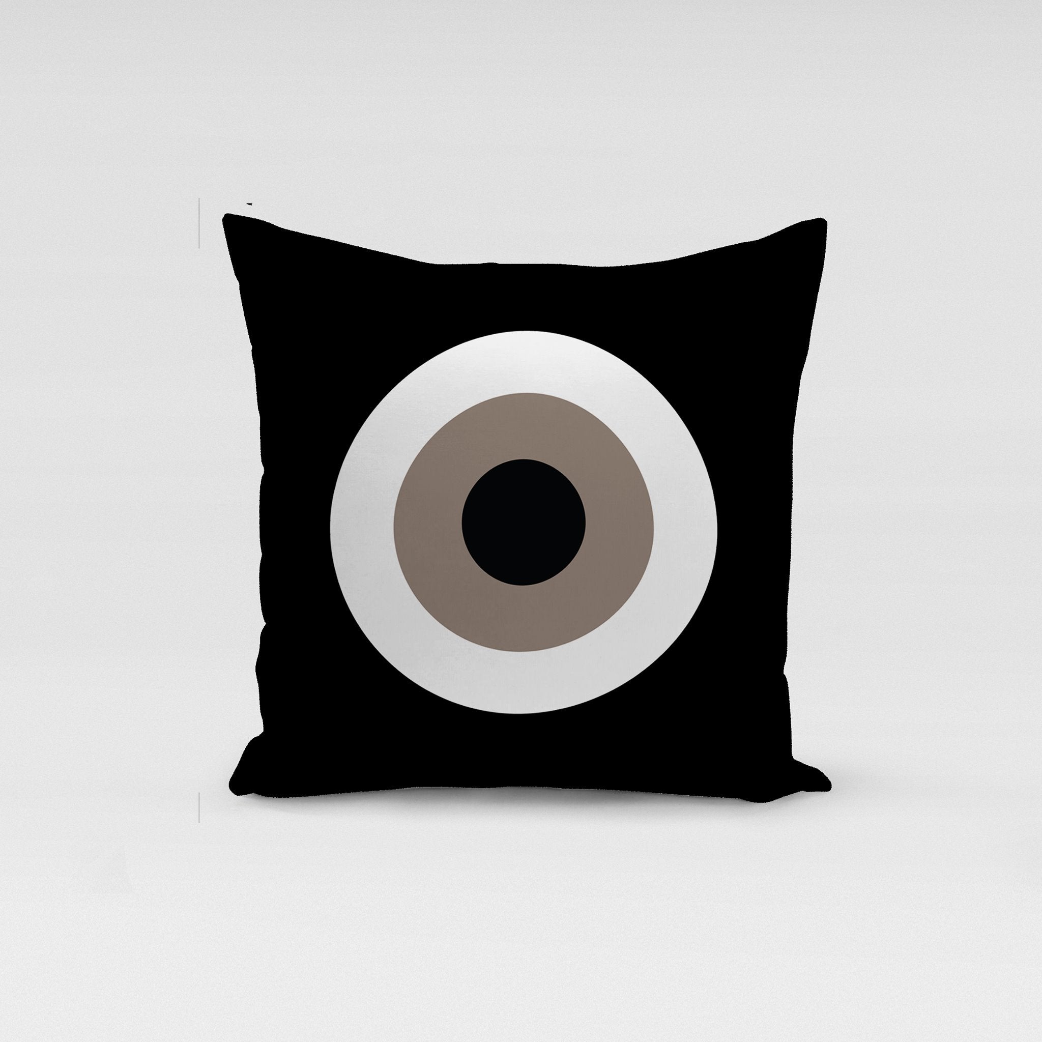 Black Beige  Evil Eye Pillow