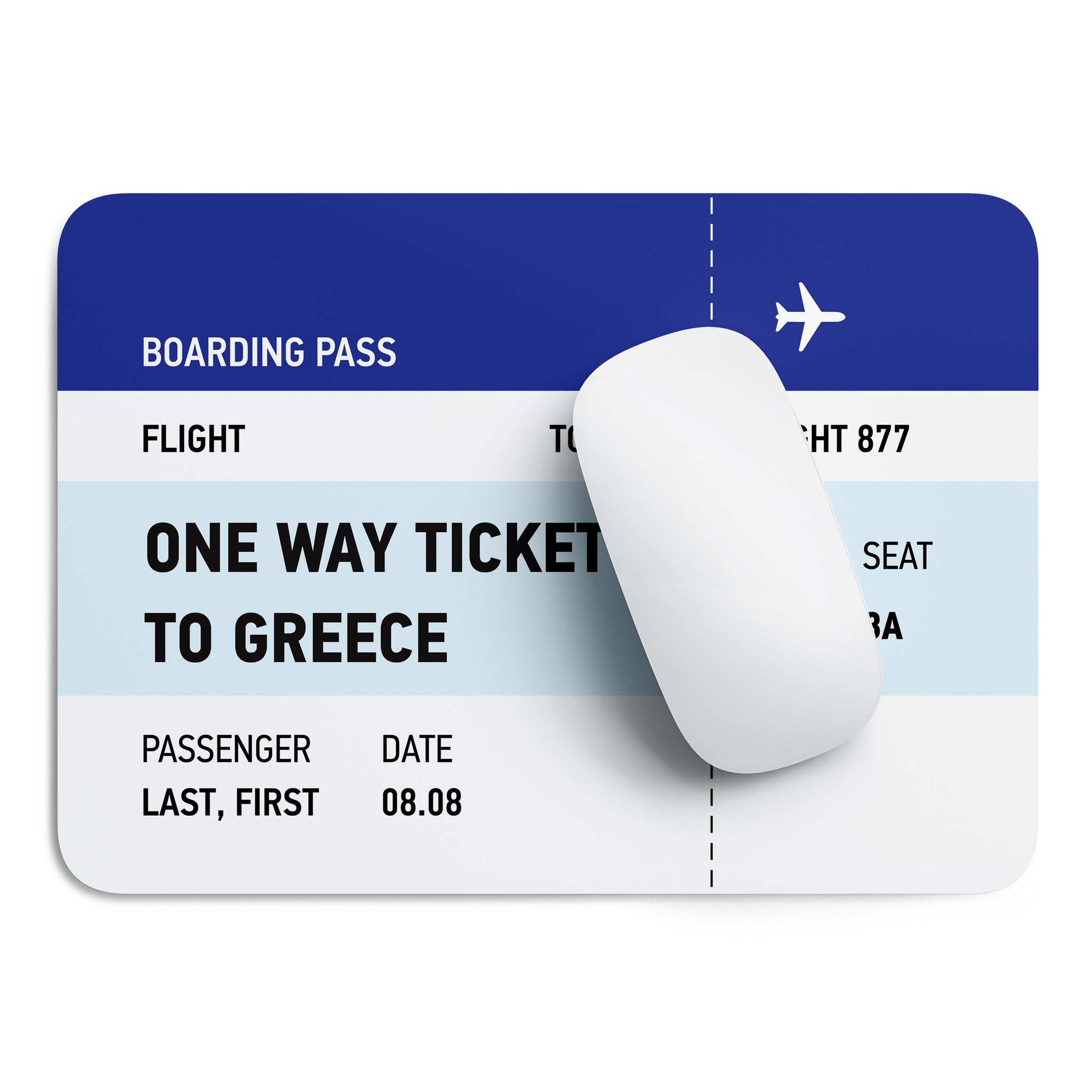 One way ticket mouse pad
