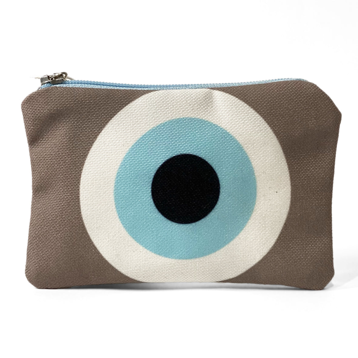 Beige evil eye mini coin purse