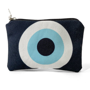 Black evil eye mini coin purse
