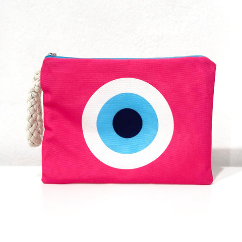 Fuchsia Evil Eye clutch bag