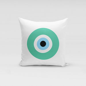 Teal Evil Eye Pillow