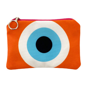 Orange evil eye mini coin purse