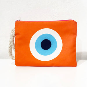 Orange Evil Eye clutch bag