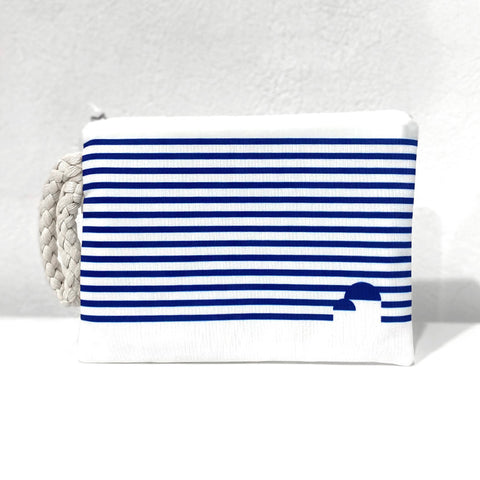 Blue stripes clutch bag