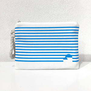 Turquoise  stripes clutch bag