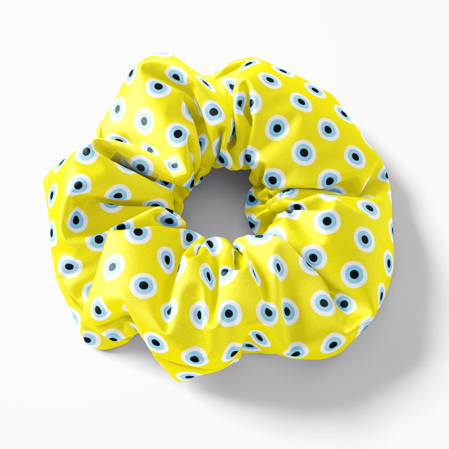 Yellow Evil Eye scrunchie