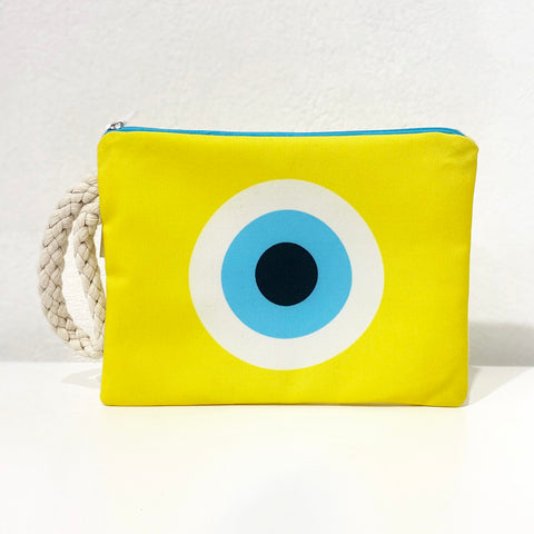 Yellow Evil Eye clutch bag